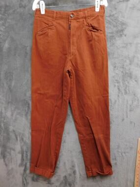VTG BALL Pants Mens 30x29 Brown Chino Slim Cotton Denim Cuffed Pockets Italy